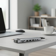 4K HDMI USB-C 8-in-1 Hub with RJ45 USB 3.0 SD TF Card Reader Adapter  4K HDMI USB-C Hub 8-dalam-1 de