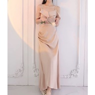 Beige Midi Dress - Women's Elegant Beach & Cocktail Party Wear