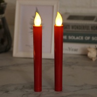 1 ชุดเชิงเทียนอิเล็กทรอนิกส์พร้อมที่วางเทียน โคมไฟเทียน Led ไร้เปลวไฟ 1Pair LED Long Pole Electronic Emulation Candles Flameless Candles Candle Holder เชิงเทียนอิเล็กทรอนิกส์ เทียน