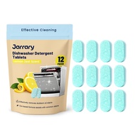 Jarrary Dishwasher Detergent Tablets 12 Pcs, Lemon Zest Scent, Powerful Stain & Grease Remover, Oxi-
