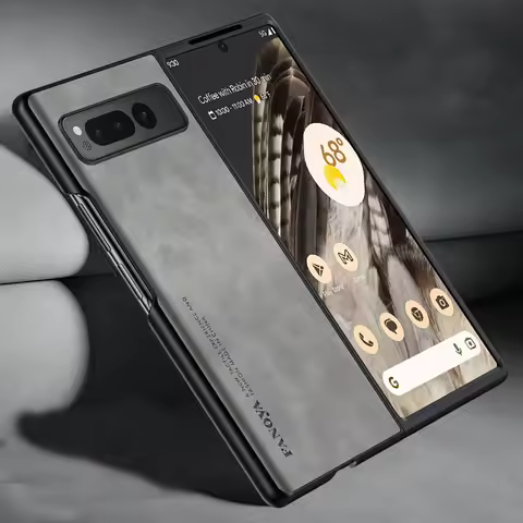 Matte Case for Pixel Fold PU Leather Hard Plastic Back Cover For Google Pixel Fold G9FPL