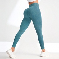 Quần legging thể thao liền mạch màu xanh mờ H927