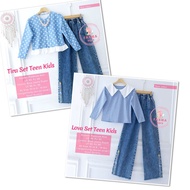 Terbaru Zia Set Kids Zelia Set Kids by Moza Setcel anak korean style top knit aksen pita kancing set