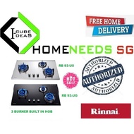 Rinnai RB-93US | RB-93UG | 3 Burner Built-In Hob | Stainless Steel Top Plate | Free Delivery