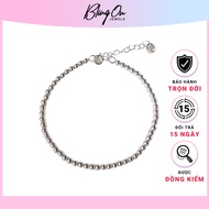 Korean style shiny s990 silver smooth marble bracelet - standard Silver