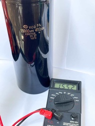 (แพ็ค1ตัว) C 15000UF 450V คาปาซิเตอร์แบบขันสกรู Hitachi สินค้าใหม่ขนาด9x23.5CM สีดำ Cหัวน็อต C15000U