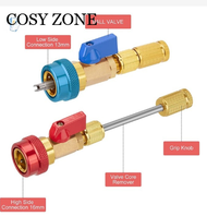 Bộ 2 Dụng cụ thay thế lõi van nạp ga dàn lạnh điều hòa đầu ti nối R12 R22 R134A cao thấp áp mở tháo 