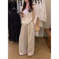 (QCCC product) 96cm long polka dot shorts made of Linen in polka dot color, super easy to mix and ma