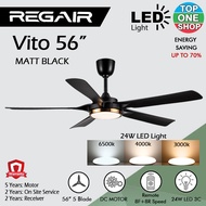 REGAIR | VITO 56 Inches DC Motor 5 ABS Blade 16 Speeds (8F+8R) 3 COLOR LED Remote Control Ceiling Fa