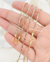 สร้อยคอเงินแท้92.5%Italyชุบ2กษัตริย์  ลาย2 เกลียวDiamond cut ขนาด 1.5mm