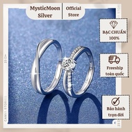 Elegant S925 M1 silver couple ring with stones for couple bag