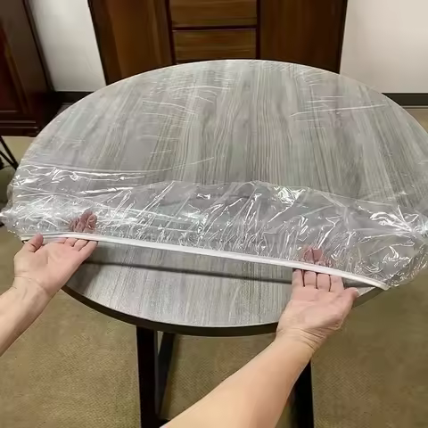 Multipurpose Round Transparent Pvc Elastic Table Cloth Dining-table Dustproof Cover Children Picnic 
