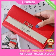 iFASHION Women Fold Over Long Purse Wallet PU 4Ever Young Zip Coin Pouch Wanita Dompet Panjang Purse