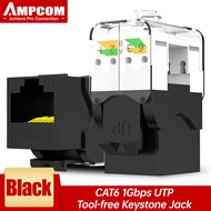 AMPCOM CAT6 Keystone Jack No Punch-Down Tool Required Module Couplers-5/10 PACK