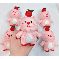 [Finished product] Cute handmade crochet stuffed Pink Bear Birthday gift Decoration item Collection 