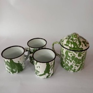 Package mug And 3 Cups Of Old School Striated Cups