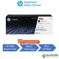 HP 136A Black Original LaserJet Toner Cartridge [W1360A]