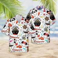 New Disney Cruise Hawaiian Print Shirt Men's Women's Fashion Button Short Sleeve Shirt Disney Cruise