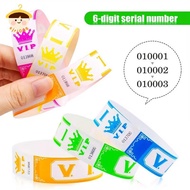 〔8C05〕 100pcs VIP Neon Paper Bracelets Fluorescent Waterproof Disposable Bracelets Tamper-Proof For 