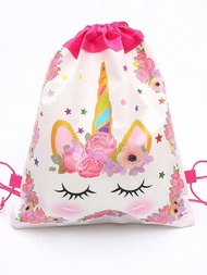 1 pieza Mochila con cordón y diseño de unicornio para niños