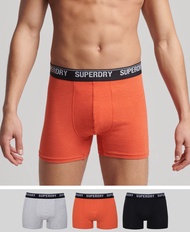 Superdry Organic Cotton Boxers Triple Pack - Black/Orange/Grey