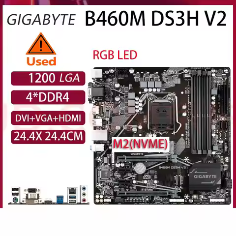 GIGABYTE B460M DS3H V2 Motherboard LGA 1200 Intel H470 Micro-ATX Mainboard with M.2, SATA 6Gb/s, USB