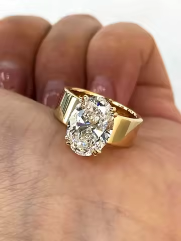 BXINY 4.5CT Oval Cut Moissanite Rings 100% S925 Silver Certified Solitaire Diamond For Women Men Wed