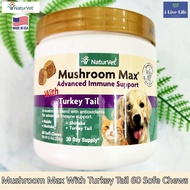 เห็ดหางไก่งวง สำหรับสุนัขและแมว Mushroom Max With Turkey Tail 60 Sofe Chews - NaturVet