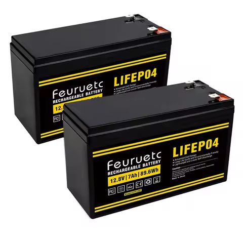 12V 7Ah LiFePO4 lithium Battery, 2PCS,2000+ Cycles Lithium Iron Phosphate Rechargeable Battery for S