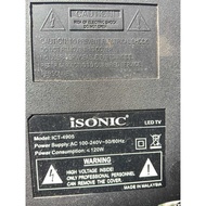 ISONIC ICT-4905 49" TV MAIN BOARD,TCON,POWER BUTTON,RIBBON CARD,LVDAS CABBLE, BACK LIGHT AND SPEAKER