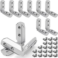 Pack of 10 Aluminium Profile Inner Angle Corner Connector with Screws, 4040 T Slot T-Nut 90° L-Shape