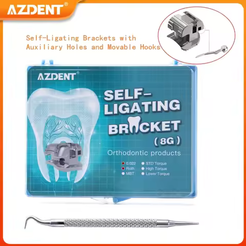 AZDENT Dental Orthodontic Brackets Self-Ligating Braces Inserted Crimpable Movable Hooks Auxiliary H