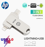 HP 1TB 2TB Usb-C แฟลชไดร์ฟ2 In 1 USB OTG แฟลชไดร์ฟ Pendrive หน่วยความจำ HD 512GB สำหรับ IPhone16/15/
