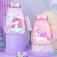 WY1 Children Cute Cartoon Unicorn Backpack Kindergarten Girl School Bag With Pencil Case