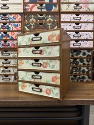 Wooden Floral Print Desktop Organizer with 5 Drawers - 花印5櫃桶枱上小木櫃