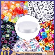 【jcyepw3j】1400 5-Color Acrylic Alphabet Square Beaded Alphabet Beads with 1 Roll of 50M Crystal Rope