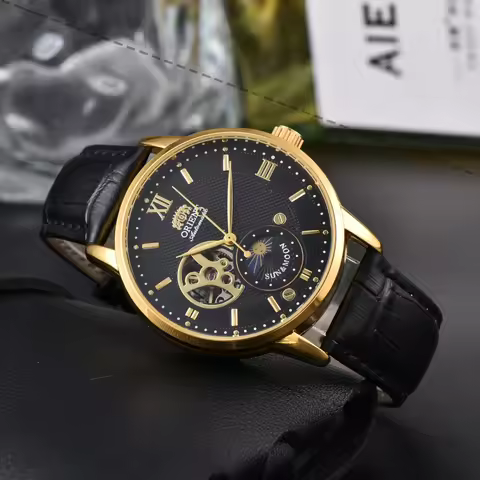 Orient Series Sport Skeleton Mechanical Men's Sun, Moon, and Stars Watch Ultra-Thin Full Functionali