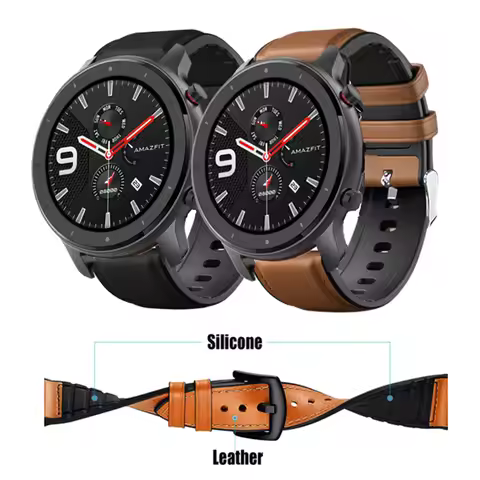 Leather Silicone Bracelet For Amazfit GTR 47mm Wrist Strap For Xiaomi Amazfit Pace / Stratos 1 2 3 /