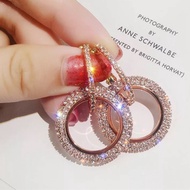 【A&j】ER--801 Korean Diamond Ring Gold Earrings Jewelry