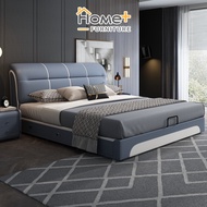 (HOME+) Genuine leather bed 1.8m double bed modern minimalist master bedroom storage wedding bed (wi