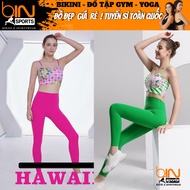 Women's pickleball yoga gym set with padded bra and elastic pants BINSPORTS BD185