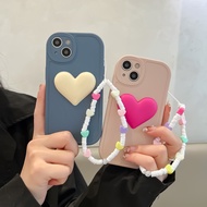 3D Love Heart Casing For OPPO F11 F9 Pro R11 R11s Realme XT X2 Cover Lovely Soft Liquid Silicone Phone Case with Strap Wristband Bracelet