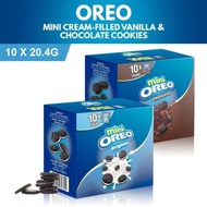BISCUIT OREO 10MINI HANDY PACKS BOX (CHOCOLATE / VANILLA) CREAM FLAVOURED COOKIES 20.4G HALAL