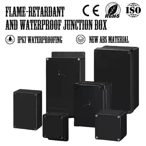 Black Flame-Retardant Outdoor Waterproof Junction Box, Made of ABS Material, with IP67 Water Resista