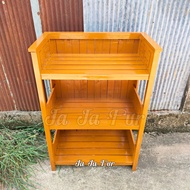 ☀JA☀ ชั้นวางของใช้/ของตกแต่งบ้านไม้สัก 3 ชั้น 67.5*39*สูง100 ซม. กว้าง*ลึก*สูง แบบฉลุจีน ชั้นรองเท้า