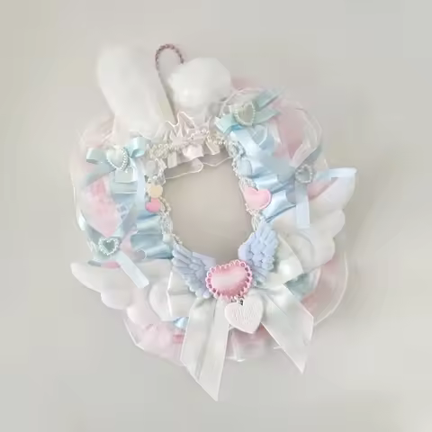 Bunny Style ID Card Holder Handmade Ribbon Blue Pink Card Sleeve Kpop Anime Card Protector PVC Sweet