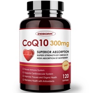 ZEBORA CoQ10-300mg-Softgels with PQQ, BioPerine & Omega-3, 120 Servings Coenzyme Q10 (Ubiquinone) Su