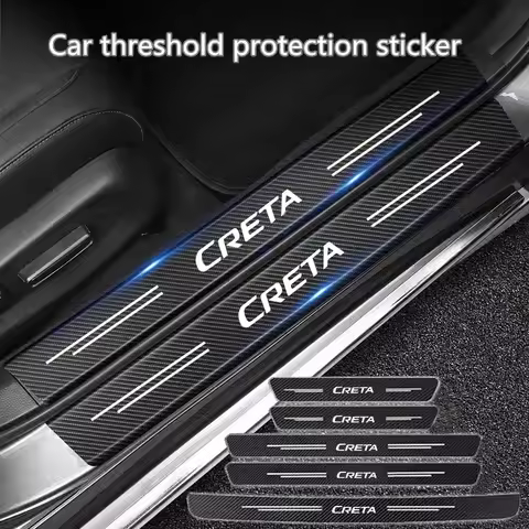60X7CM Auto Door Sill Protection Tape Carbon Fiber Protector Strip Sticker For Hyundai creta ix25 20