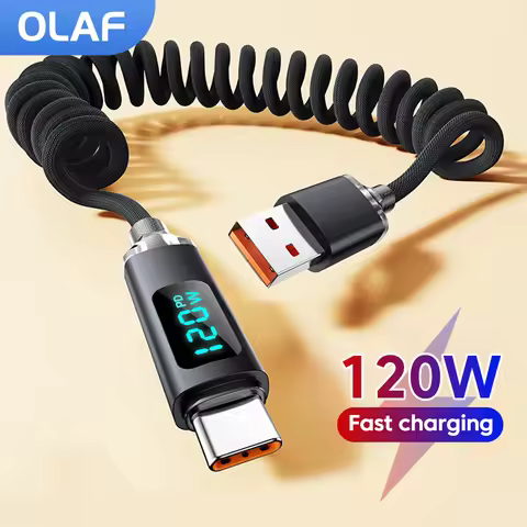 Olaf 120W USB C To Type C Cable Spring Data Cable Fast Charging For iPhone 15 16 Sumsung Huawei Xiao