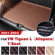 Car Trunk Mat For VOLKSWAGEN VW Tiguan L（Allspace）7-Seat 2021 2022 2023 Custom Cargo Liner Boot Carp
